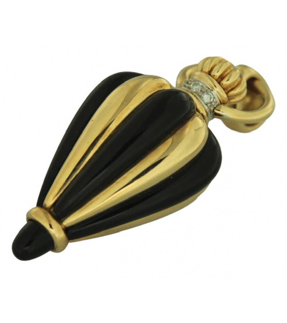 CIoNDOLO VINTAGE  IN ORO GIALLO CON  ONICE E  DIAMANTI