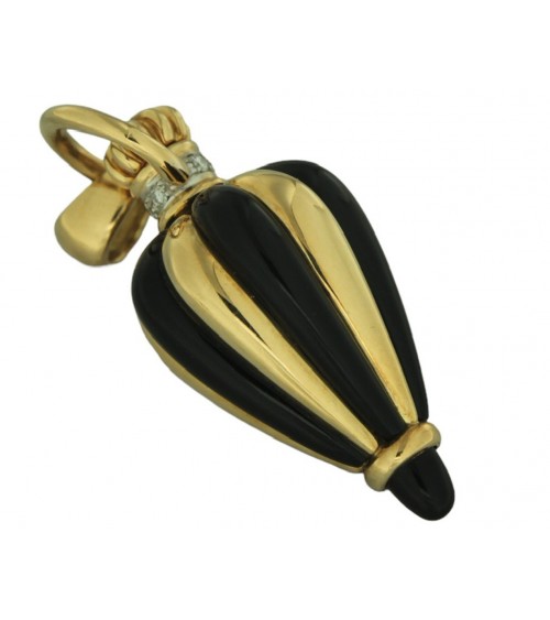 CIoNDOLO VINTAGE  IN ORO GIALLO CON  ONICE E  DIAMANTI