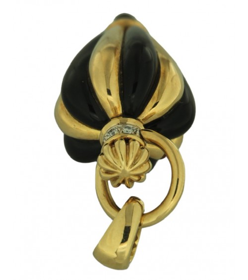 CIoNDOLO VINTAGE  IN ORO GIALLO CON  ONICE E  DIAMANTI