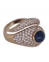 VINTAGE YELLOG GOLD RING WITH SAPPHIRE AND DIAMOND