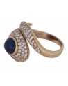 VINTAGE YELLOG GOLD RING WITH SAPPHIRE AND DIAMOND