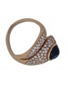 VINTAGE YELLOG GOLD RING WITH SAPPHIRE AND DIAMOND