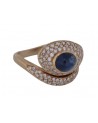 VINTAGE YELLOG GOLD RING WITH SAPPHIRE AND DIAMOND
