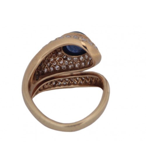 VINTAGE YELLOG GOLD RING WITH SAPPHIRE AND DIAMOND