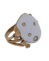 FROG SHAPE YELLOW GOLD RING WITH WHITE ENAMEL AND DIAMOND
