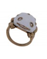 FROG SHAPE YELLOW GOLD RING WITH WHITE ENAMEL AND DIAMOND