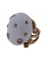 FROG SHAPE YELLOW GOLD RING WITH WHITE ENAMEL AND DIAMOND