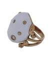 FROG SHAPE YELLOW GOLD RING WITH WHITE ENAMEL AND DIAMOND