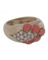VINTAGE GOLD RING WITH DIAMONDS AND CORALS