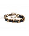 BRACCIALE CHANEL VINTAGE CATENA E PELLE BLU