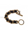 BRACCIALE CHANEL VINTAGE CATENA E PELLE BLU