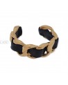 BRACCIALE CHANEL VINTAGE IN METALLO DORATO CON PELLE NERA