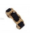 BRACCIALE CHANEL VINTAGE IN METALLO DORATO CON PELLE NERA