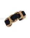BRACCIALE CHANEL VINTAGE IN METALLO DORATO CON PELLE NERA
