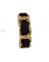 BRACCIALE CHANEL VINTAGE IN METALLO DORATO CON PELLE NERA