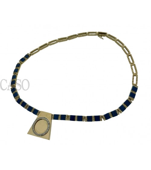 COLLANA VINTAGE IN ORO GIALLO CON LAPIS E BRILLANTI