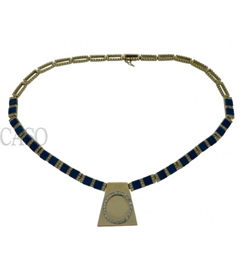 COLLANA VINTAGE IN ORO GIALLO CON LAPIS E BRILLANTI
