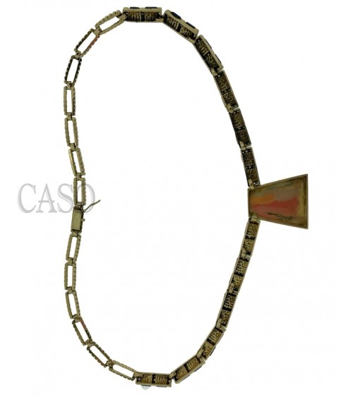 COLLANA VINTAGE IN ORO GIALLO CON LAPIS E BRILLANTI