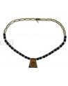 COLLANA VINTAGE IN ORO GIALLO CON LAPIS E BRILLANTI