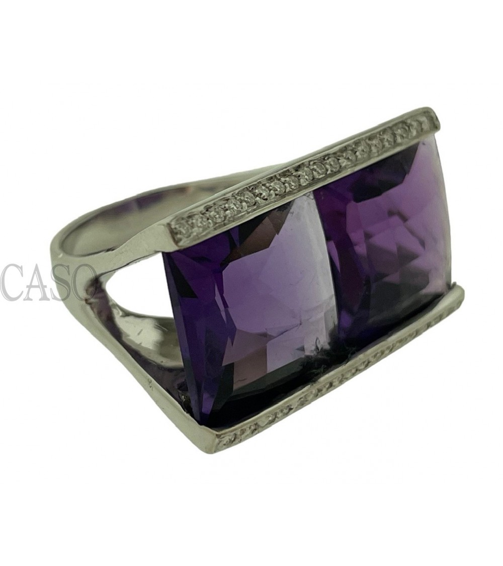 ANELLO IN ORO BIANCO CON AMETISTE E BRILLANTI
