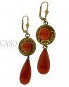 ANTIQUE GOLD EARRINGS WITH NATURAL CORAL