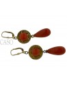 ANTIQUE GOLD EARRINGS WITH NATURAL CORAL
