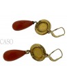 ANTIQUE GOLD EARRINGS WITH NATURAL CORAL