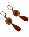 ANTIQUE GOLD EARRINGS WITH NATURAL CORAL