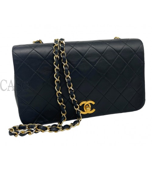 TRACOLLA CHANEL VINTAGE IN PELLE NERA