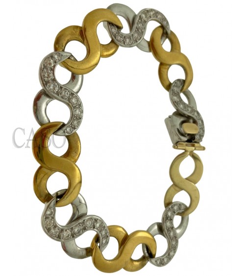 BRACCIALE NEI 2 COLORI DELL'ORO CON BRILLANTI
