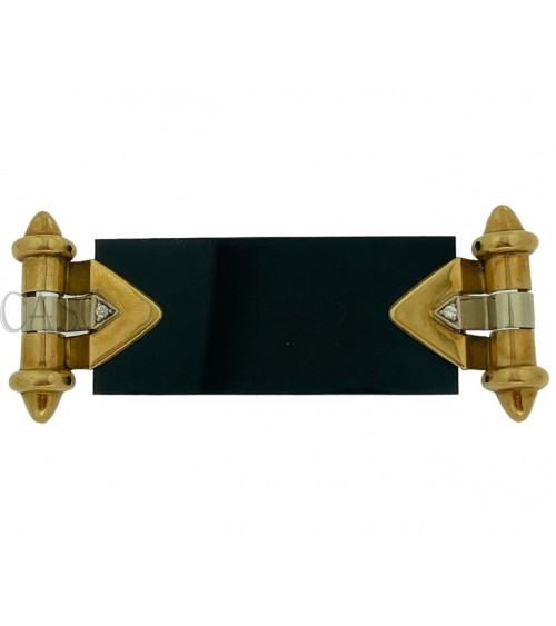 Onyx and gold brooch