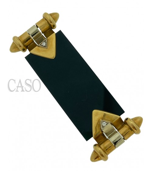 Onyx and gold brooch