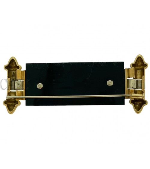Onyx and gold brooch