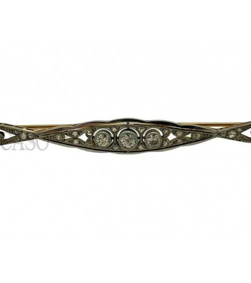 SPILLA ANTICA ARGENTO ORO E DIAMANTI