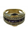 ANELLO ORO MADREPERLA AMETISTE E BRILLANTI