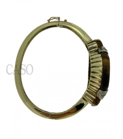 BRACCIALE RIGIDO OCCHIO DI TIGRE E BRILLANTI