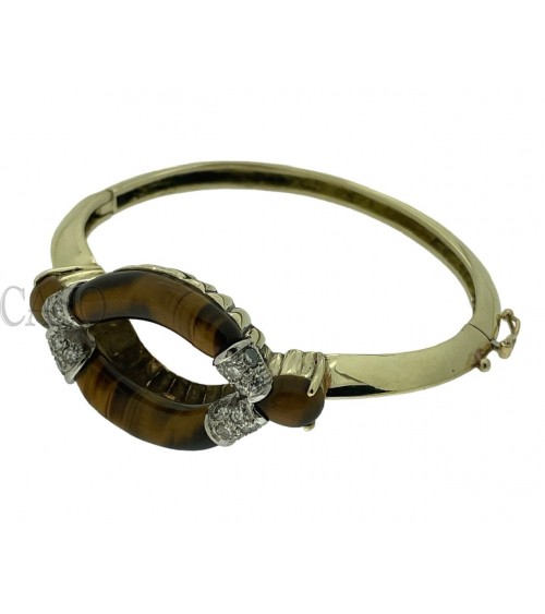 BRACCIALE RIGIDO OCCHIO DI TIGRE E BRILLANTI