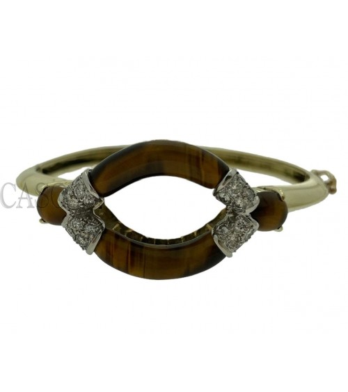BRACCIALE RIGIDO OCCHIO DI TIGRE E BRILLANTI