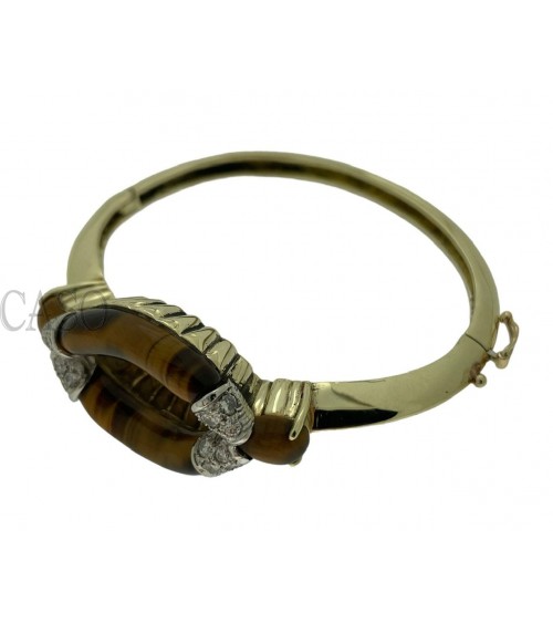 BRACCIALE RIGIDO OCCHIO DI TIGRE E BRILLANTI
