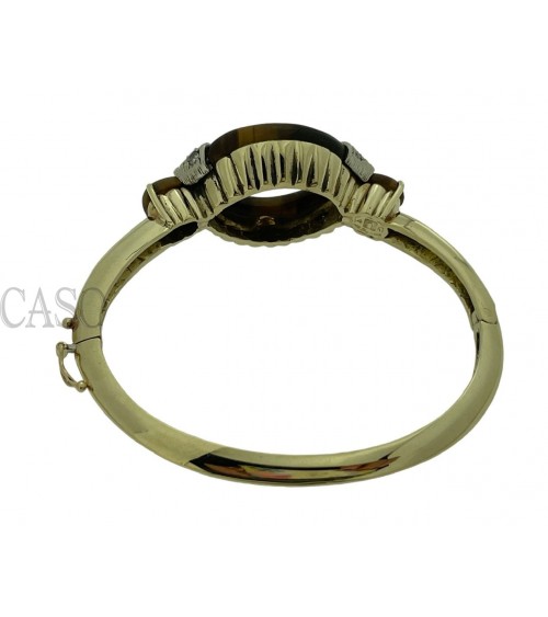 BRACCIALE RIGIDO OCCHIO DI TIGRE E BRILLANTI