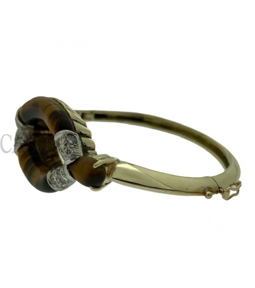 BRACCIALE RIGIDO OCCHIO DI TIGRE E BRILLANTI