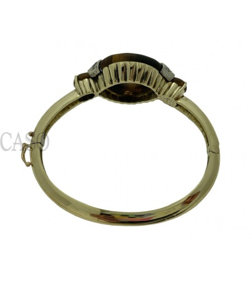 BRACCIALE RIGIDO OCCHIO DI TIGRE E BRILLANTI