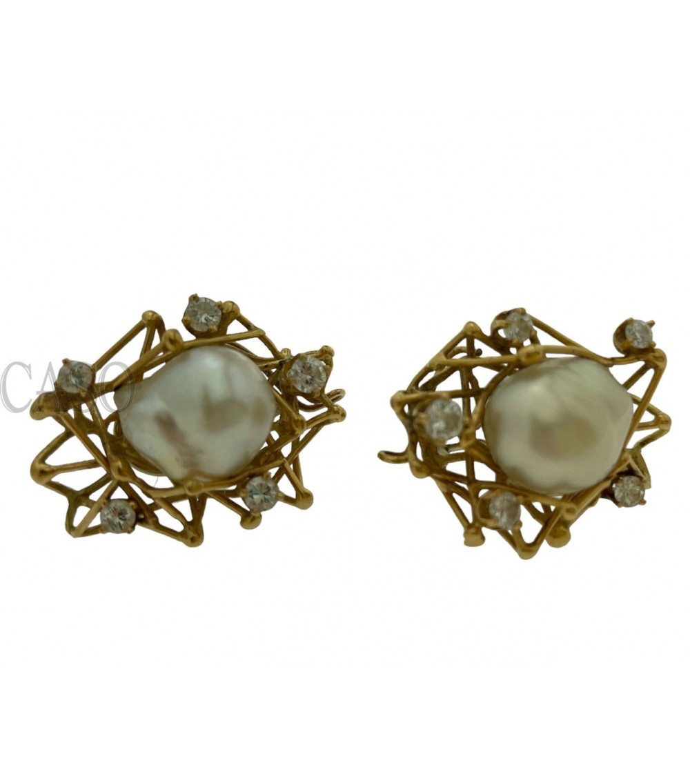 ORECCHINI VINTAGE ORO PERLE E BRILLANTI