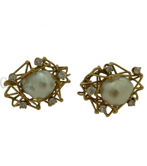 ORECCHINI VINTAGE ORO PERLE E BRILLANTI