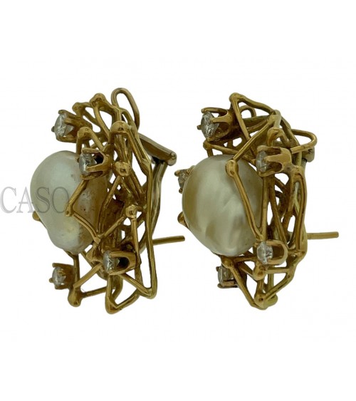 ORECCHINI VINTAGE ORO PERLE E BRILLANTI