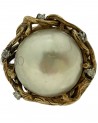 ANELLO VINTAGE IN ORO CON MADREPERLA E BRILLANTI