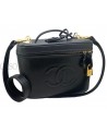 CHANEL VINTAGE BLACK CAVIAR VANITY CASE