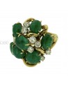 VINTAGE GOLD RING WITH CABOCHON EMERALD AND ROUND DIAMOND.