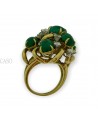 VINTAGE GOLD RING WITH CABOCHON EMERALD AND ROUND DIAMOND.