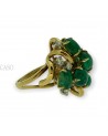 VINTAGE GOLD RING WITH CABOCHON EMERALD AND ROUND DIAMOND.